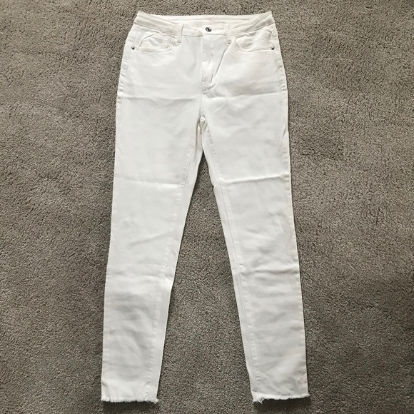 🍁5/30$!! EUC!! White Shein Raw Hem Pants - Picture 1 of 11